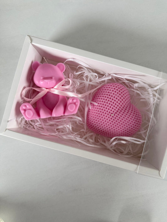 Bear & Textured Heart Gift Set – 2 Pieces