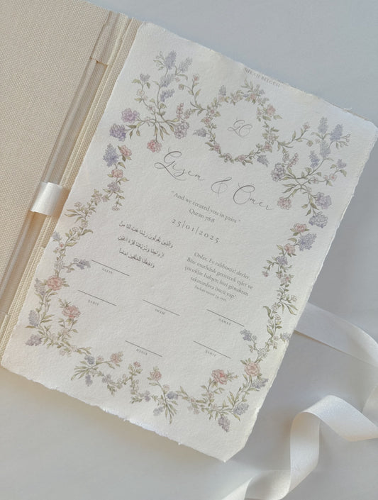 Wedding folio flowers crest