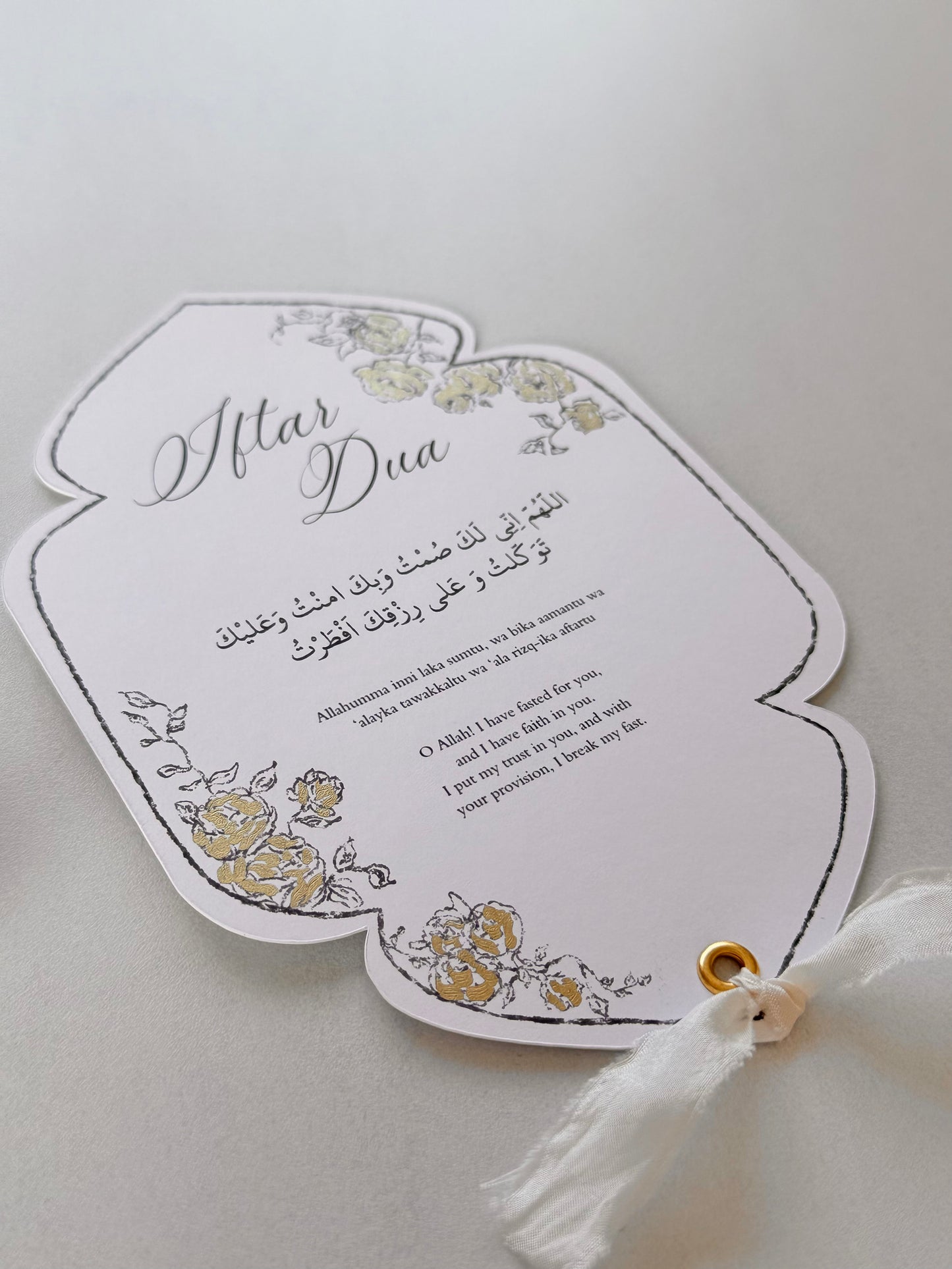 Ramadan tablecards with roses and gold details